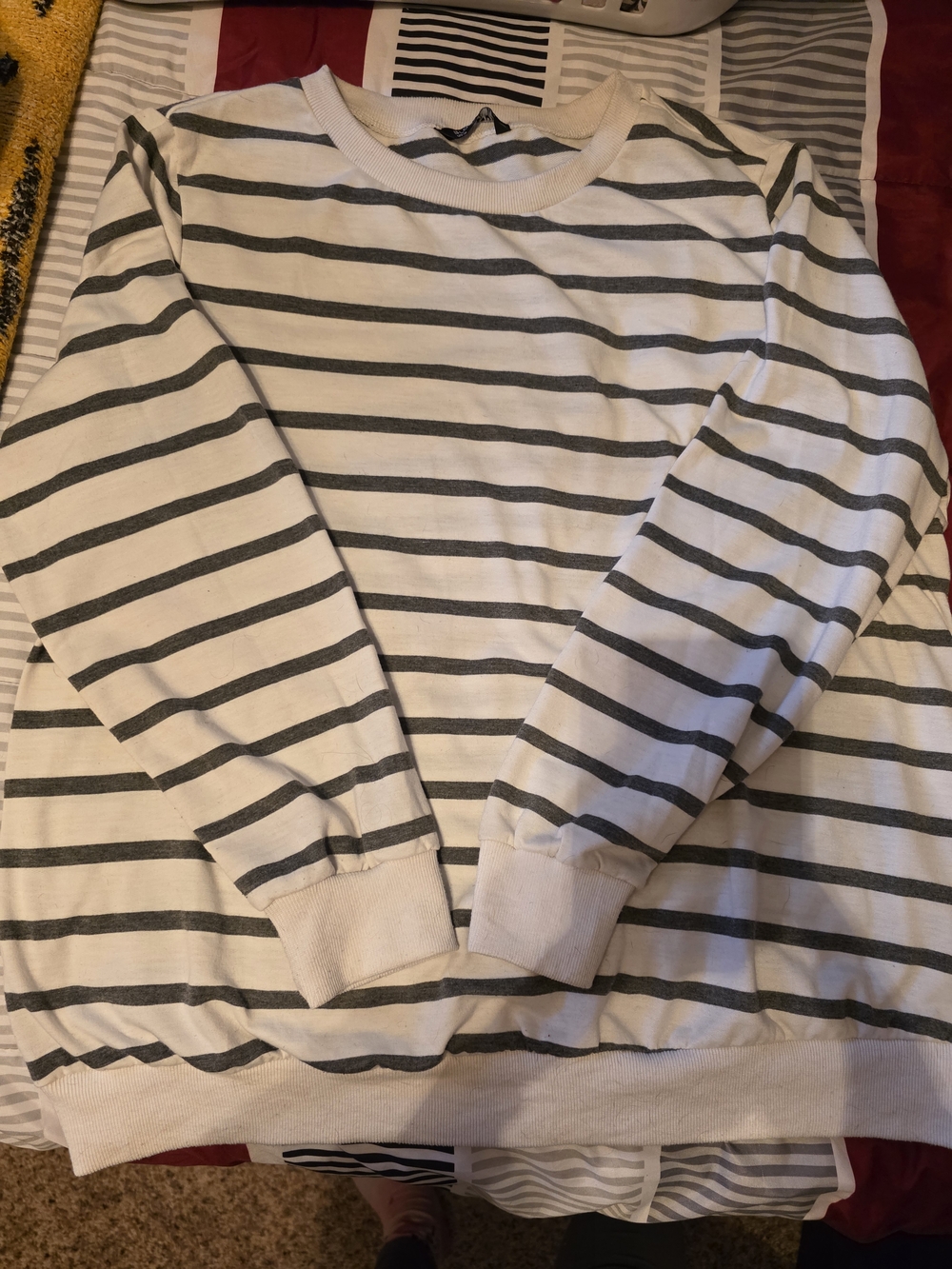 BloomChic Striped Crewneck Sweater in White and Black